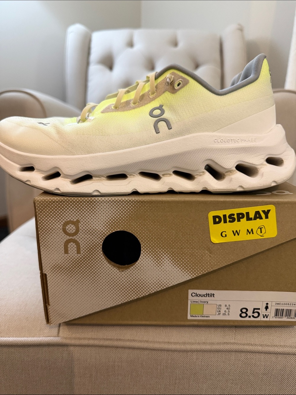 GUC On Cloud Cloudtilt Women's Athletic Shoes Sneakers White Yellow- Size 8.5 - Picture 7 of 11